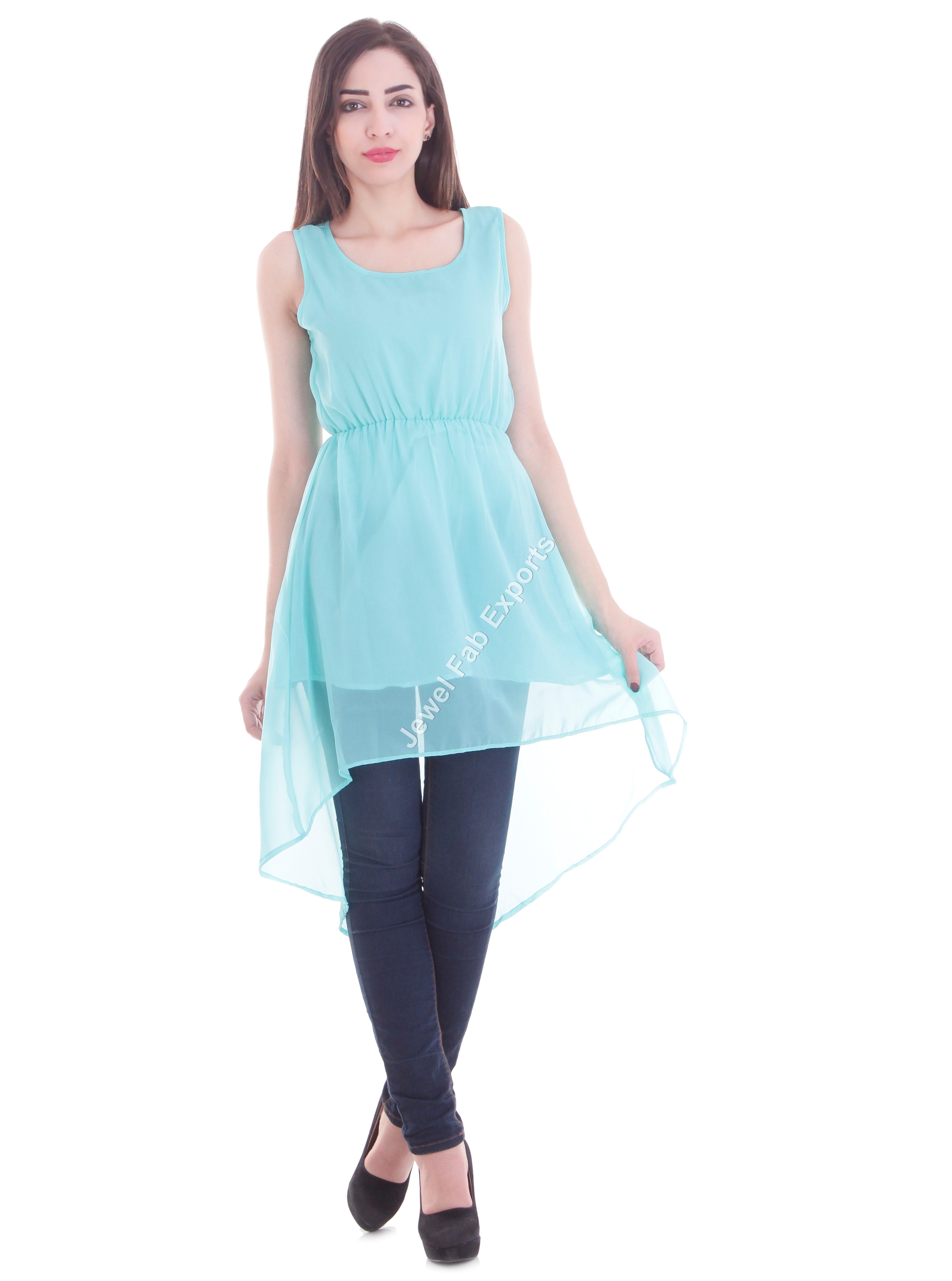 Blue colour one piece cheap dress